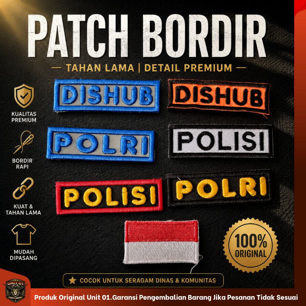 Boardir Polisi Polri Dishub Bendera Merah Putih Timbul Untuk Baju Kedinasan Boardir Costum