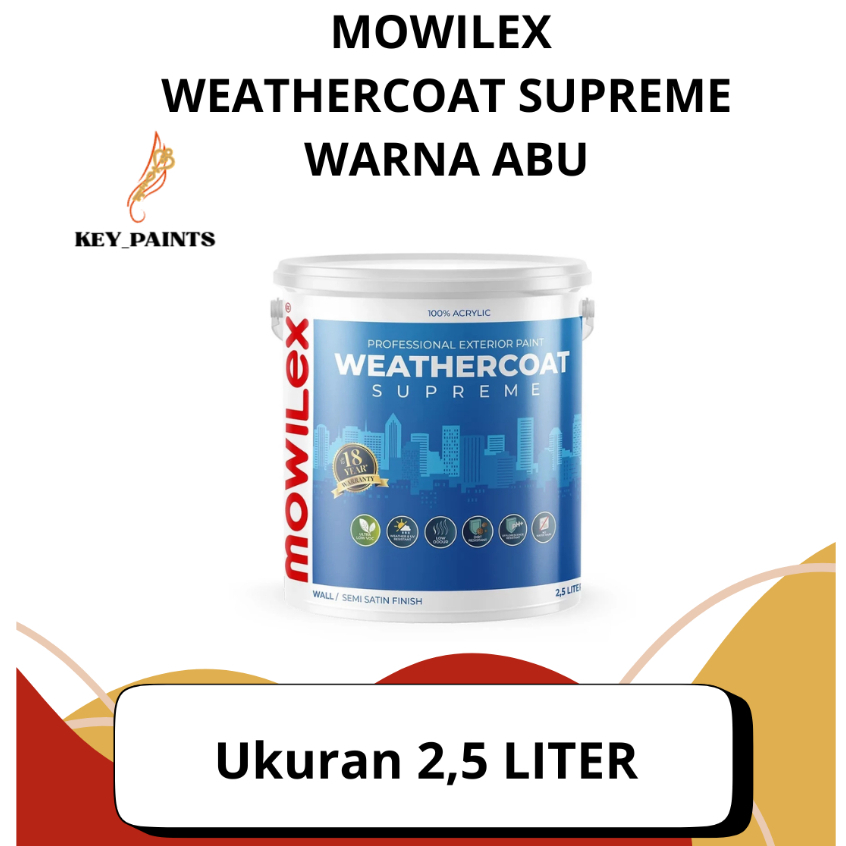 Cat Tembok Eksterior Mowilex Weathercoat Supreme Abu 2,5 Liter