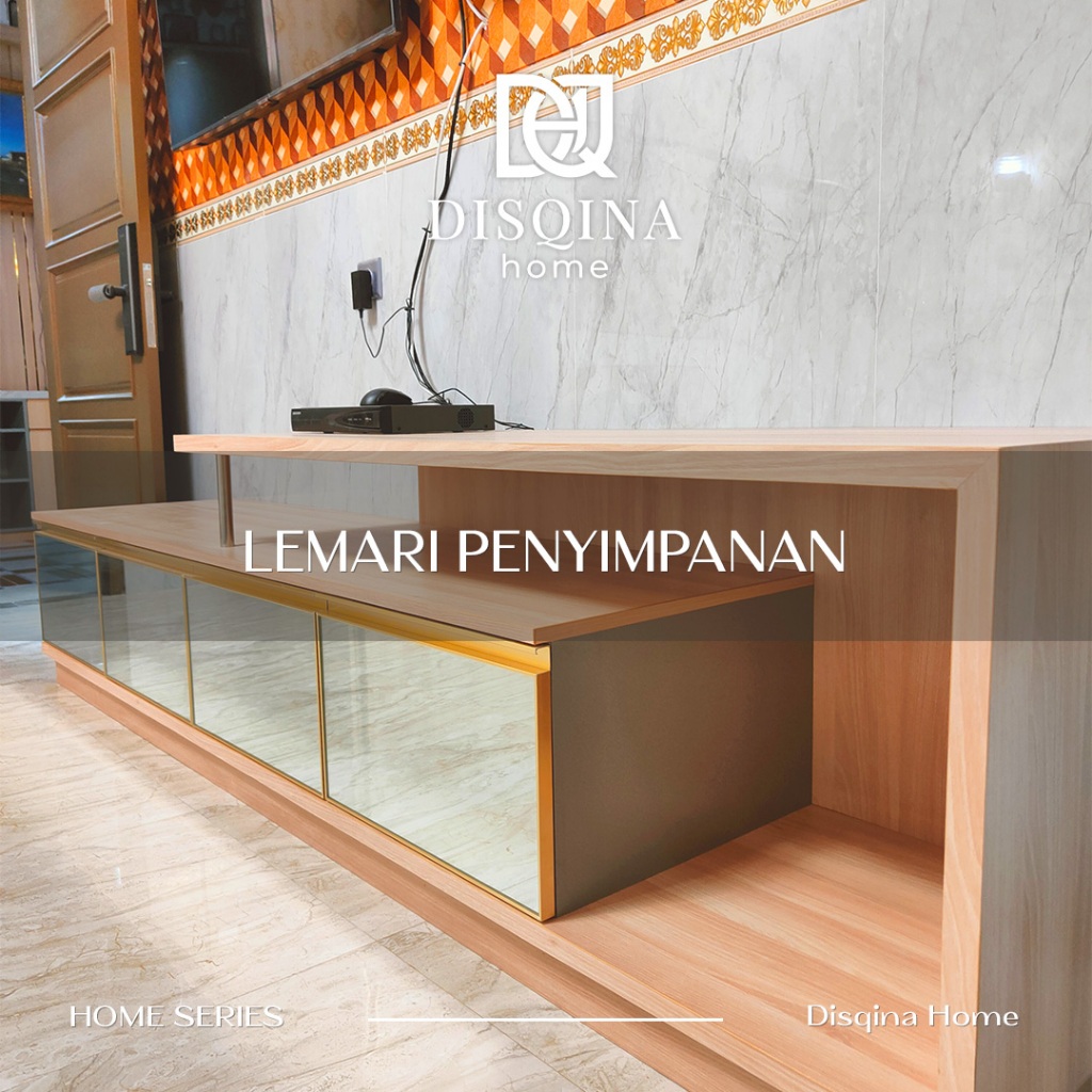 Custom Meja TV Lemari Penyimpanan Minimalis L-Shape Rak TV