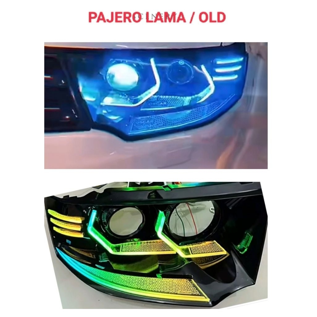 SLIME FRAME HEXAGONAL ALIS BAWAH DAN CAKAR LED RGB MOBIL PAJERO LAMA