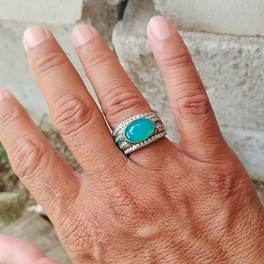 BACAN DOKO KRISTAL BERGIWANG, MODEL LINTANG, RING PERAK