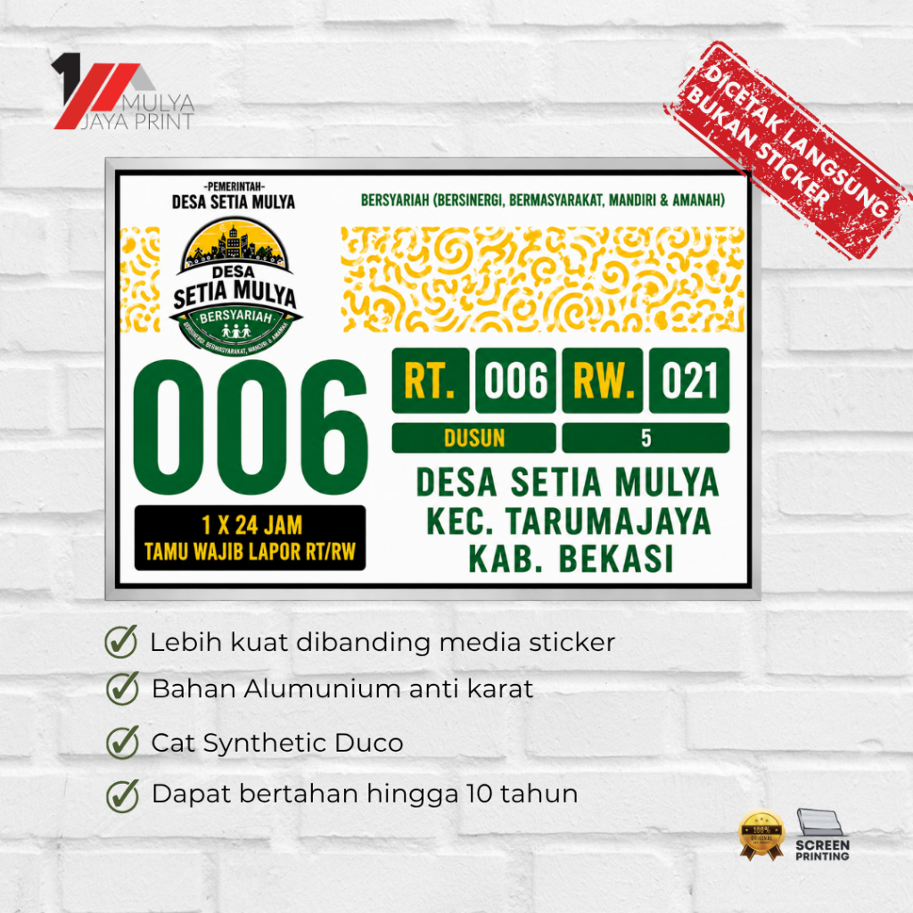 Plat Nomor Rumah Aestetic | Plat Nomor Rumah Almunium Custom | Nomor Rumah Anti Karat | Papan Alamat