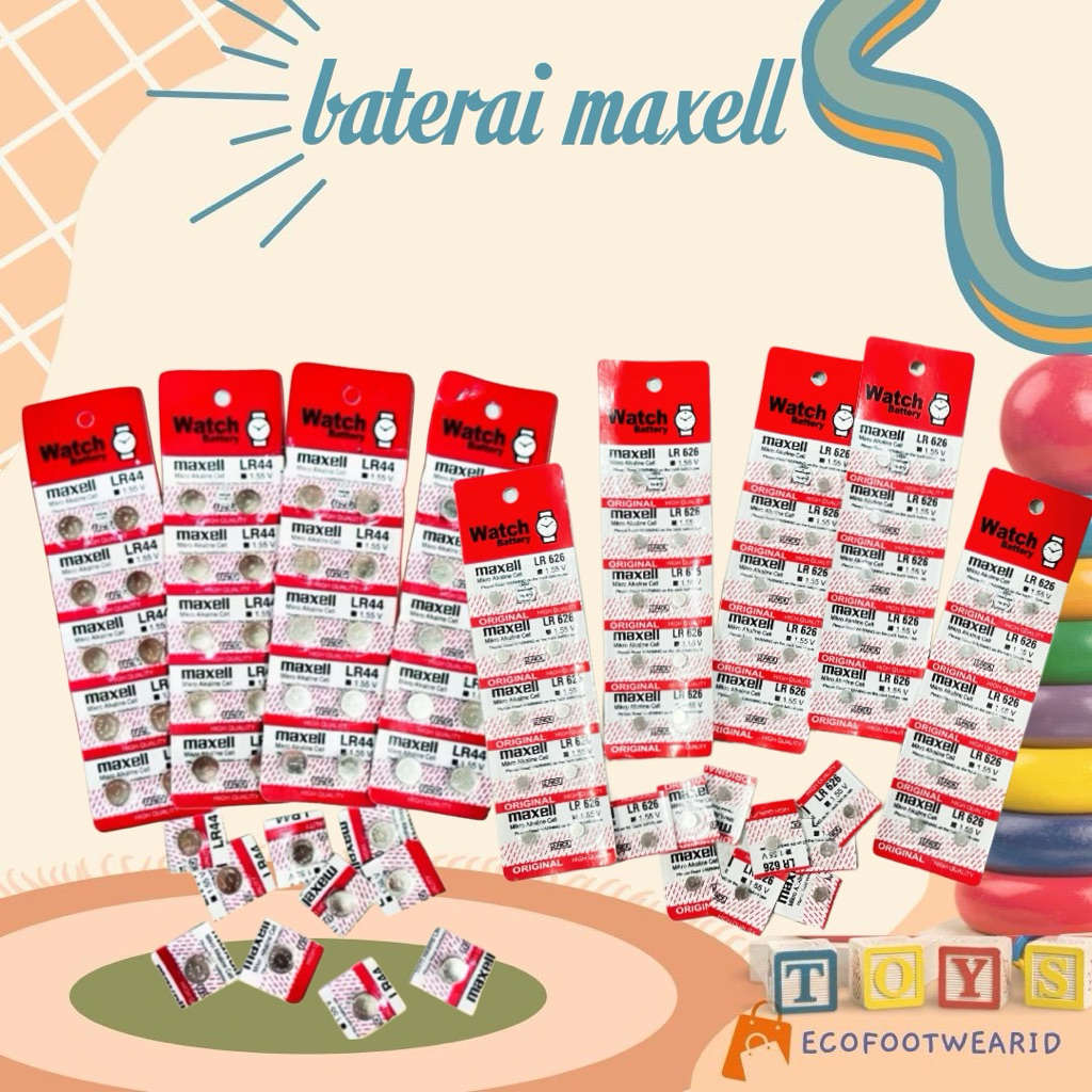 BATRE MAXELL KANCING BATERAI LR 626/377/1,5V BATTERY AG13 SR LR 44 LR44 L1154F GROSIR JAM TANGAN KAL