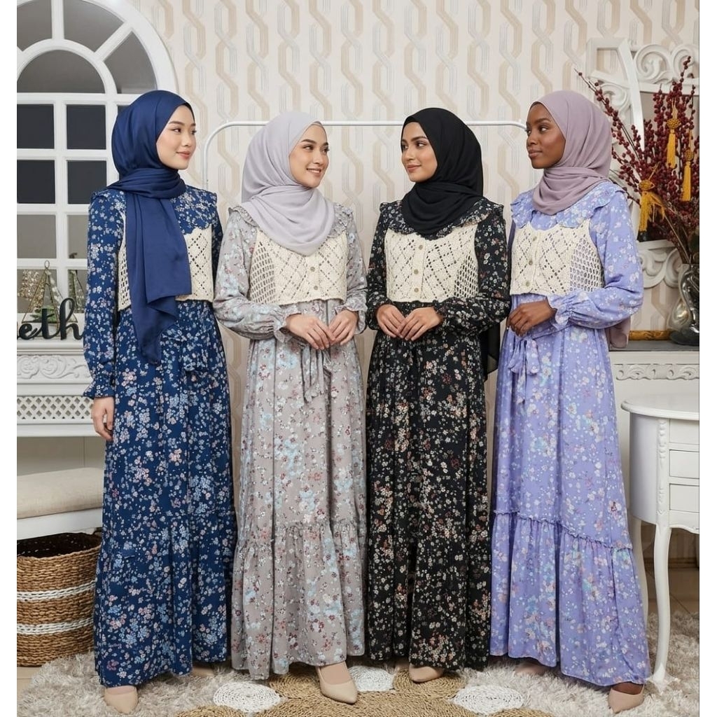 Gamis Maxi Vintage vest Rajut BKK 899-E Import (2in1)