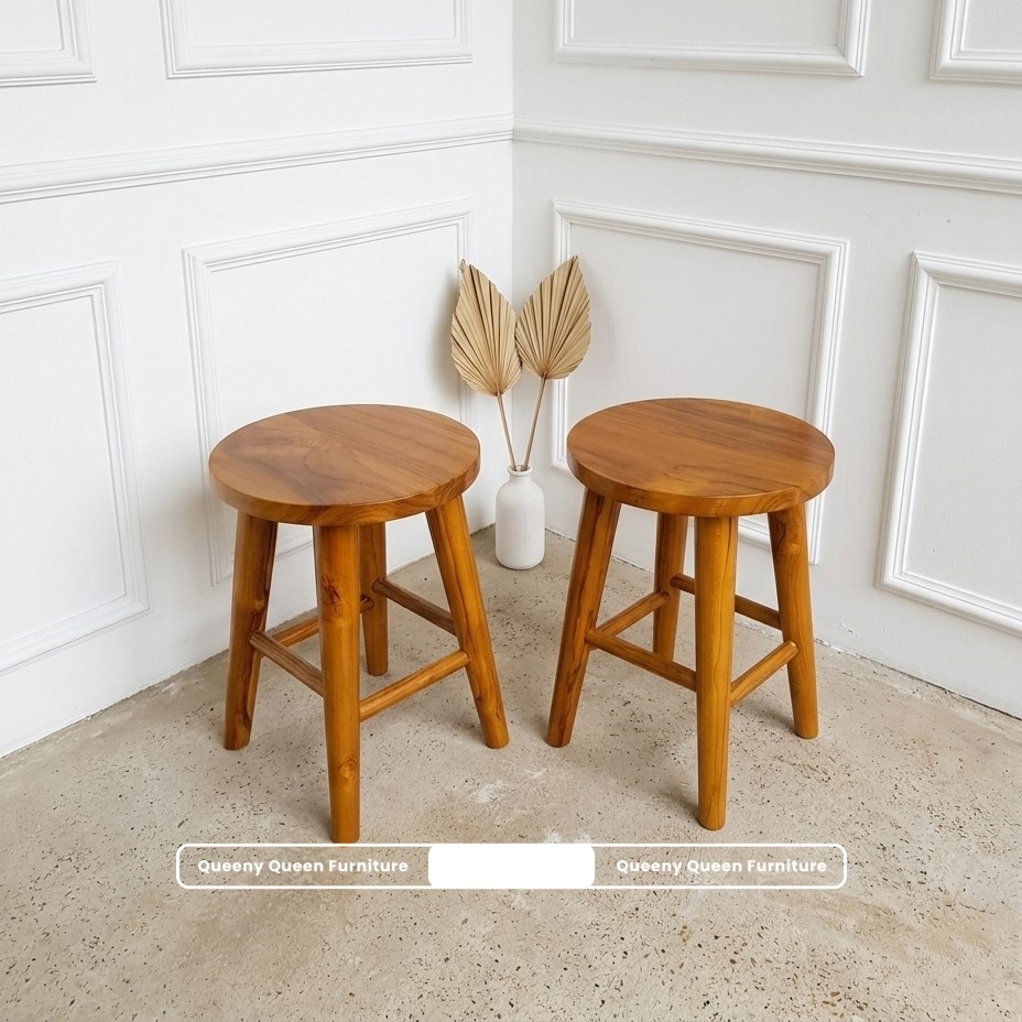 Stool Bundar Kayu Jati Aesthetic