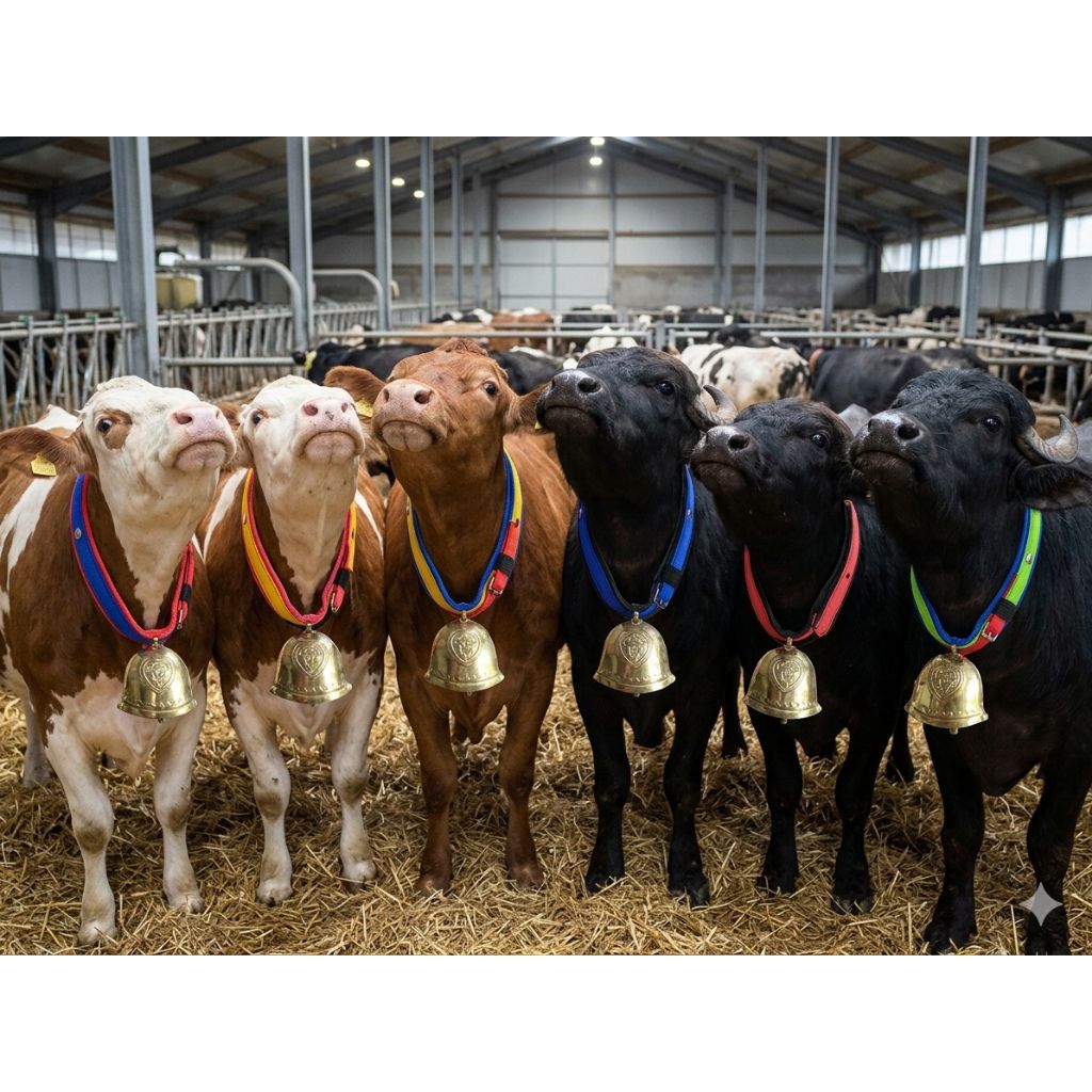 Kalung sapi kecil/pedet + lonceng