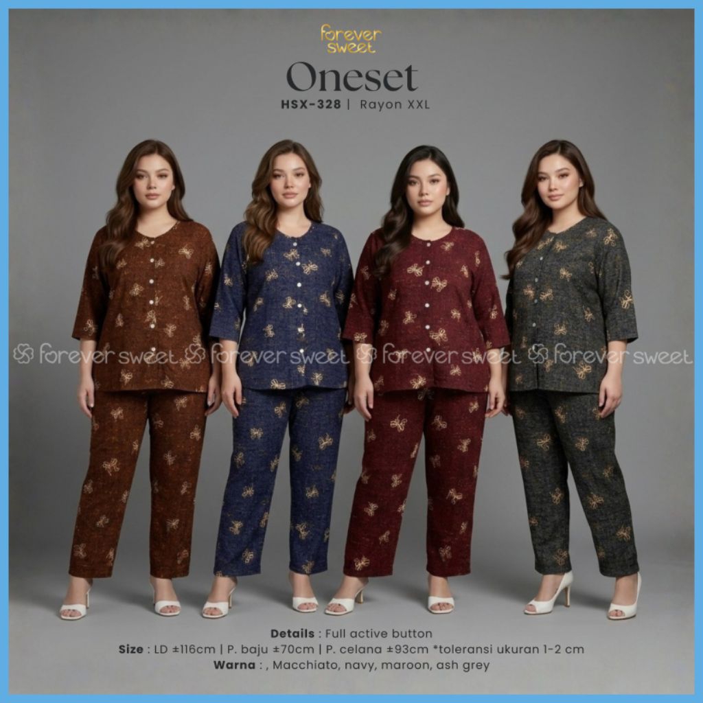 FOREVER SWEET SETELAN WANITA XXL ONE SET KULOT RAYON JUMBO TERLARIS