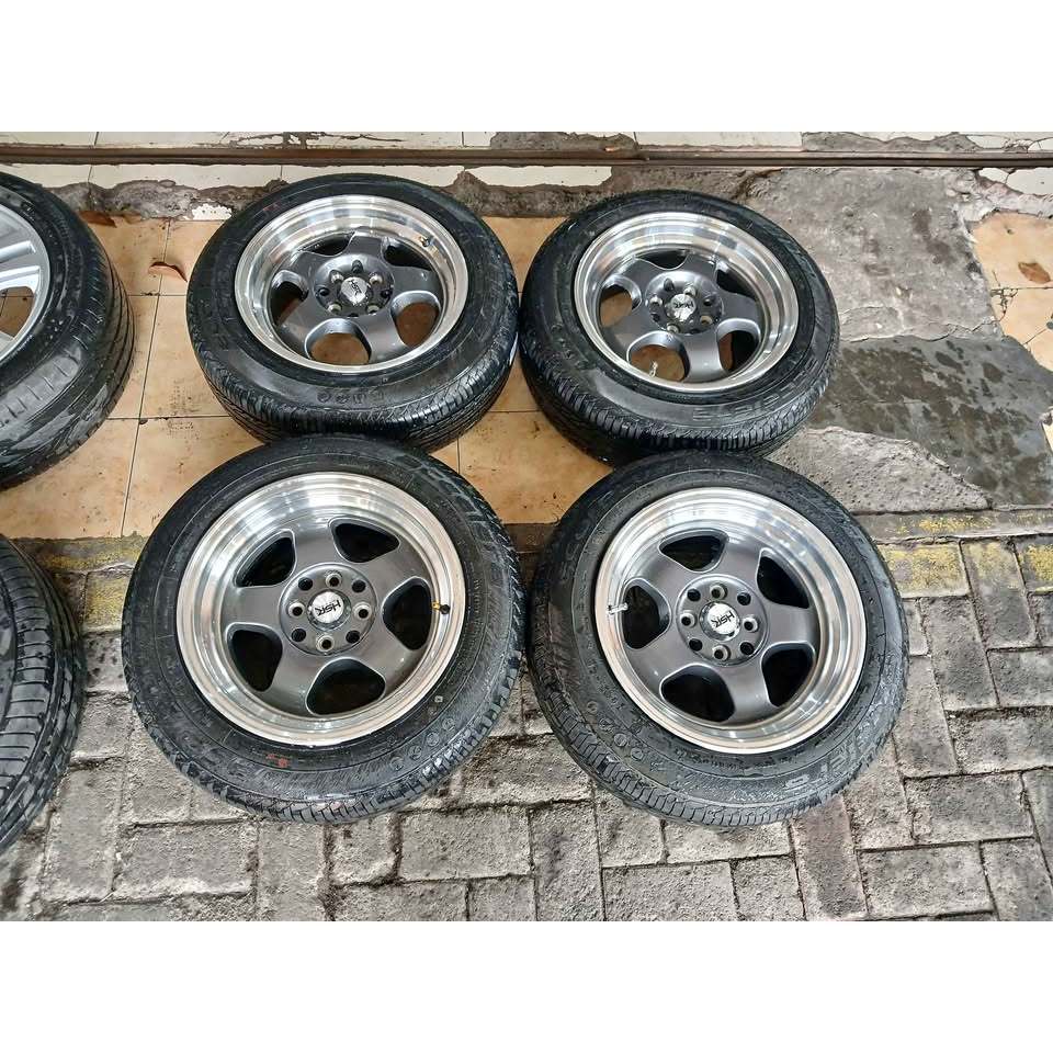 Velg Hsr Type Brisket Celong Ring 15 Lebar 7 / 8 Lubang 8 Et 40 /33 + Ban 185 65 R15 Cocok Mobil Ava