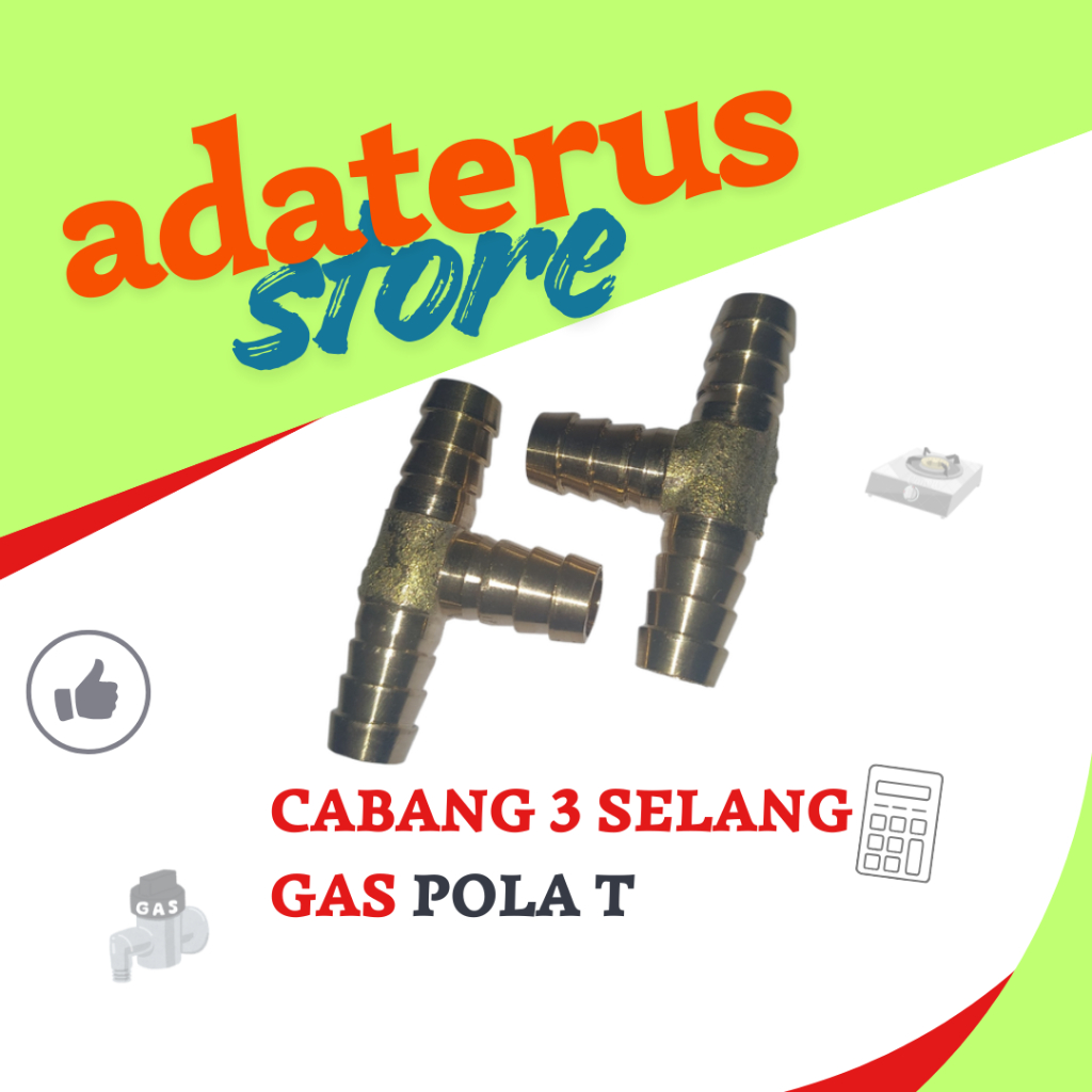 Konektor Selang Gas Cabang 3 Pola T Kuning Tebal 5/16" - Sambungan Tahan Karat