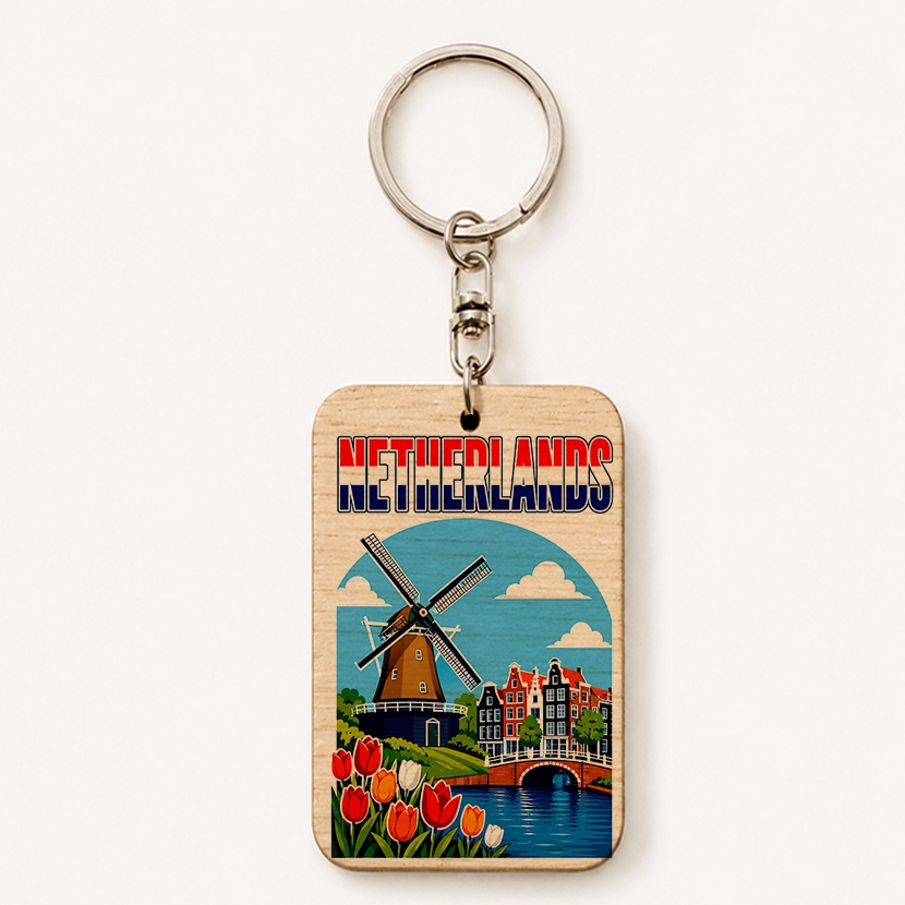 Gantungan Kunci Belanda Kayu Souvenir Oleh-Oleh Belanda Keychain Charmbag