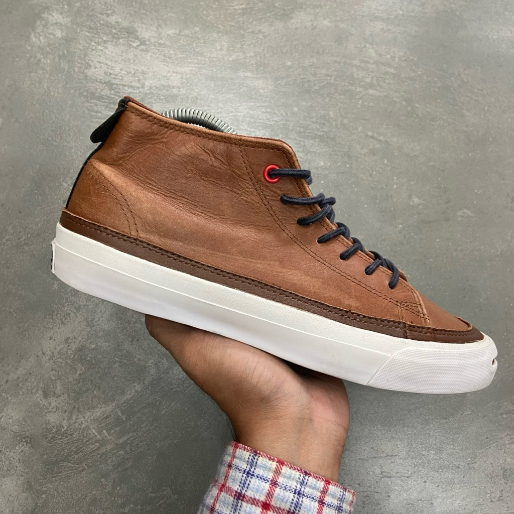 [Size 40] Rare Converse Jack Purcell Mid Brown Leather ) Second Original Kondisi Mulus Nominus Seper