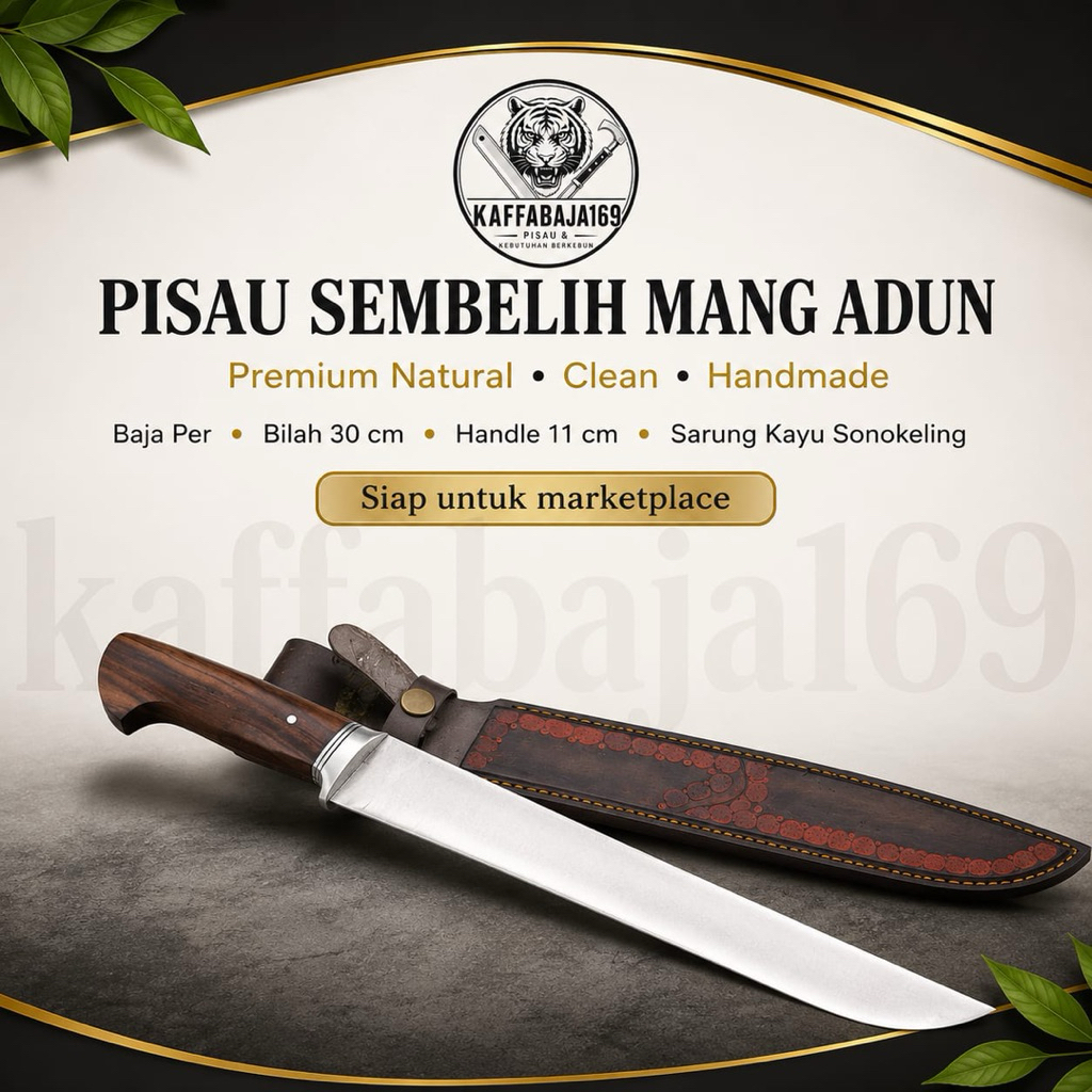 Pisau Sembelih baja hss kulit sapi