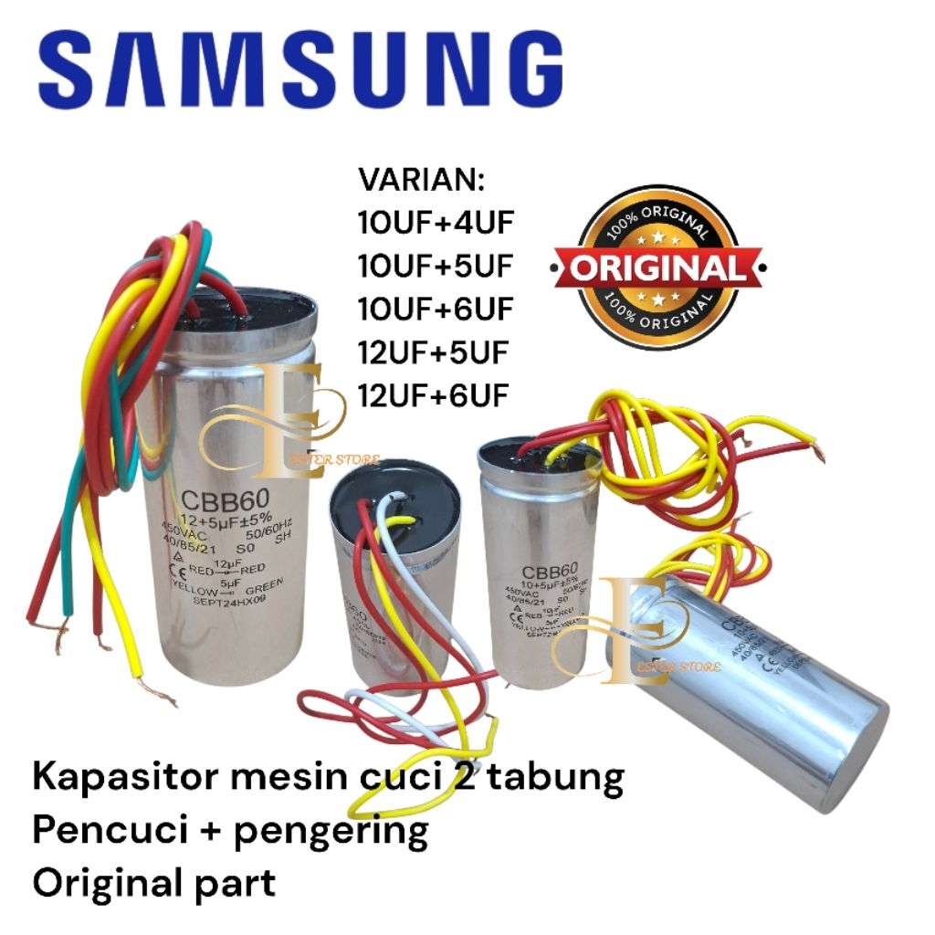 Kapasitor mesin cuci Samsung CBB60 Original Body Almunium 10+4uf 10+5uf 10+6uf 12+5uf 12+6uf