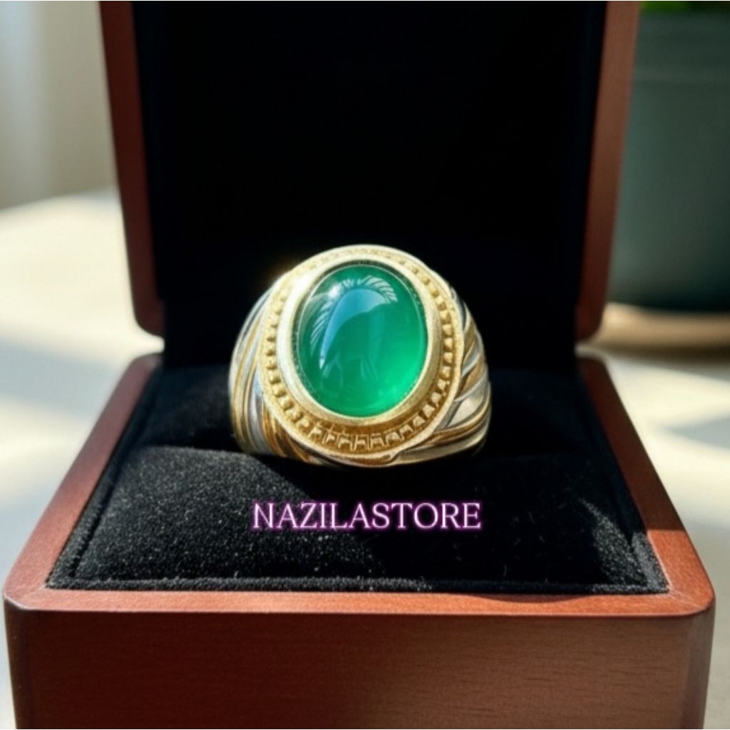 CINCIN BATU AKIK GREEN CALSEDONE HIJAU GARUT ASLI SUPER MURAH