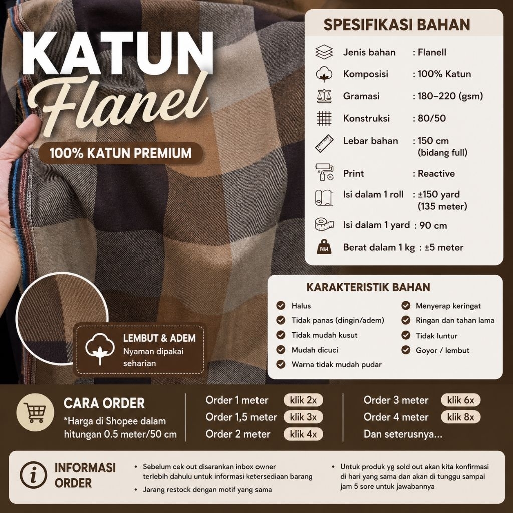 kain katun flanell // flanel meteran // flanell kotak kotak // flanel uniqlo