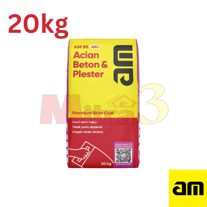 AM 86 Semen Acian di atas Beton & Plester 20KG / Acian Premium Dinding Beton 20 KG