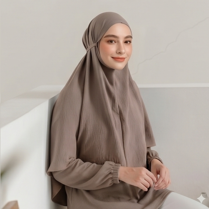 Hijab Bergo Crinkle Airflow Tali Size L/Jilbab Bergo Crinkle Airflow L