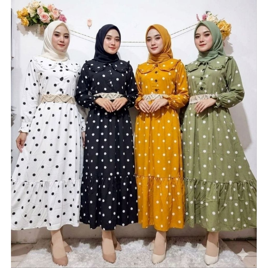 Maxi Polka Korea Furano Boho Premium Bangkok  BKK 2097 polkadot Korean