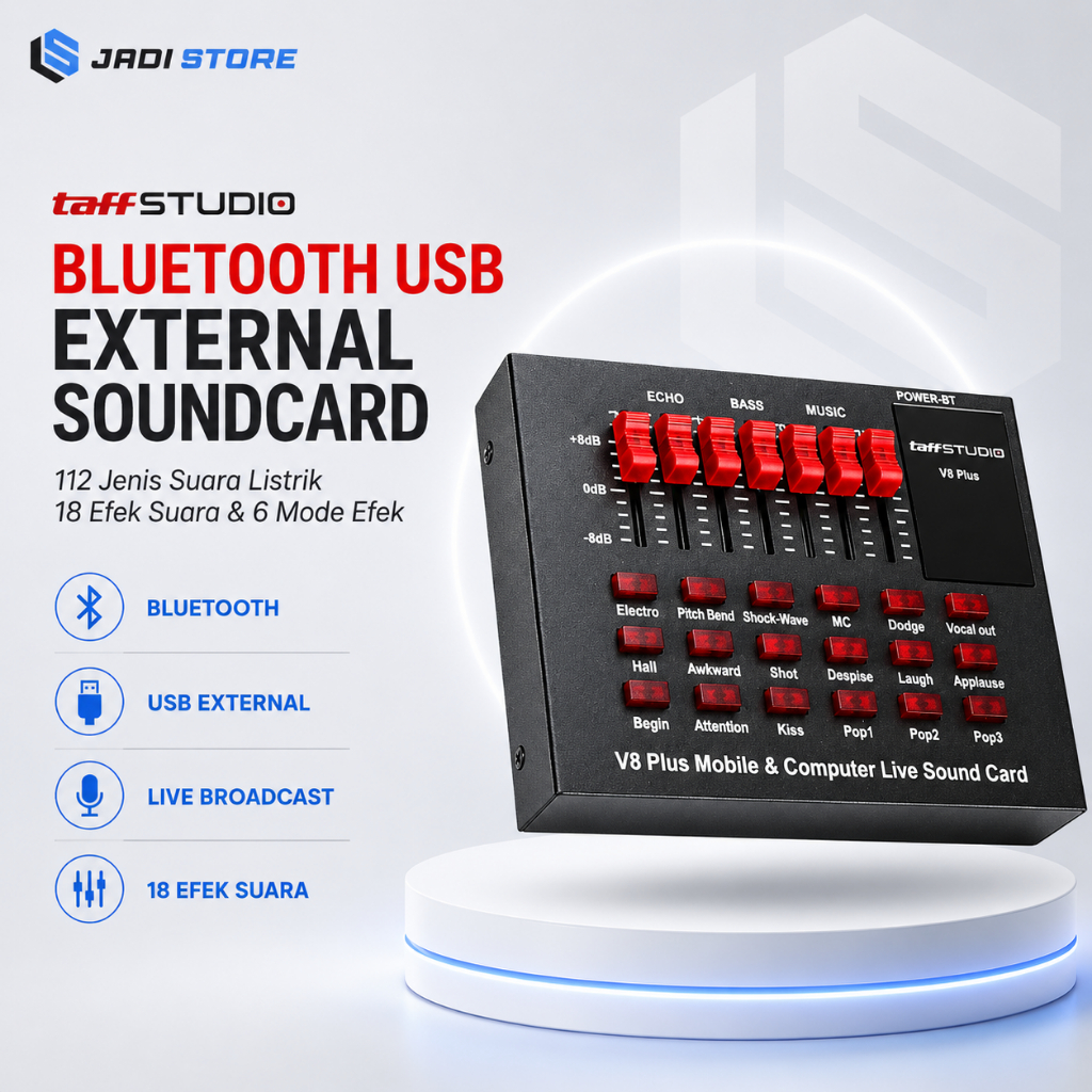 TaffSTUDIO Sound Card Bluetooth USB External Live Mic Headset V8 Plus V8S – Soundcard TaffSTUDIO V8S