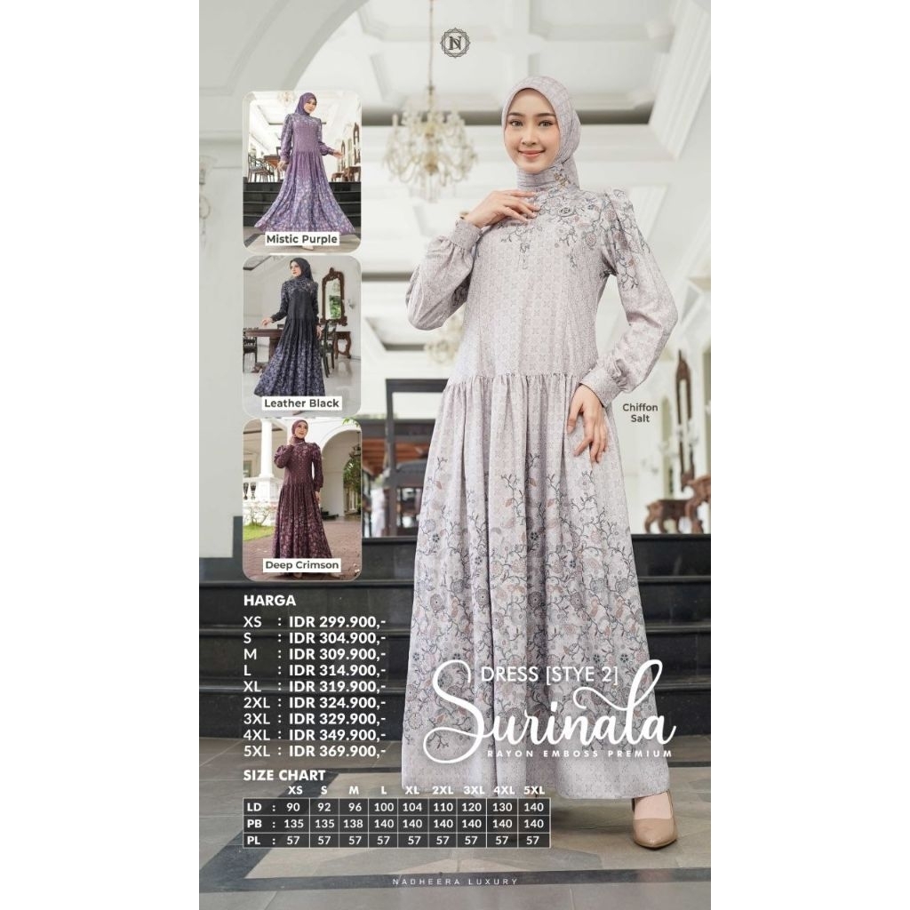 (PO) SURINALA STYL 2, 3, 4, DRESS DAN MIDI BY NADHEERA LUXURY/ BEST SELLER / NEW PRODUK NADHEERA/ GA