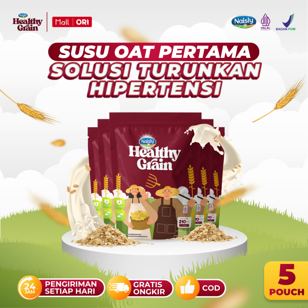 HHealthyGrain Susu Oat Solusi Cegah Hipertensi dan Darah Tinggi 5 Pouch