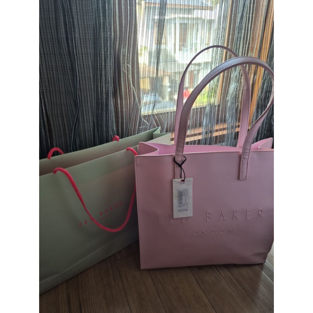 Ted baker london heart studded large icon bag original authentic tas wanita tote pink