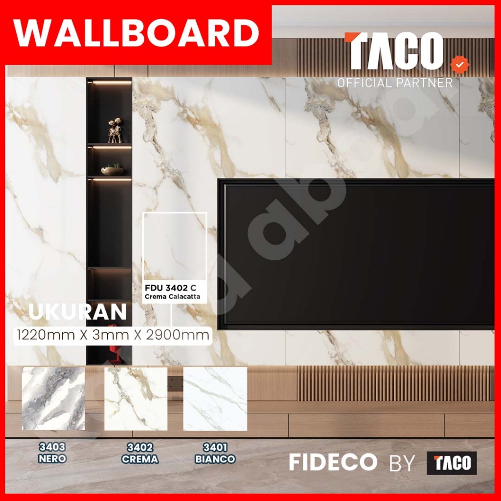 UV MARMER FIDECO - TACO - UPVC Marmer Panel Marmer Sheet Backdrop TV Multiplex Pelapis Dinding Dekor