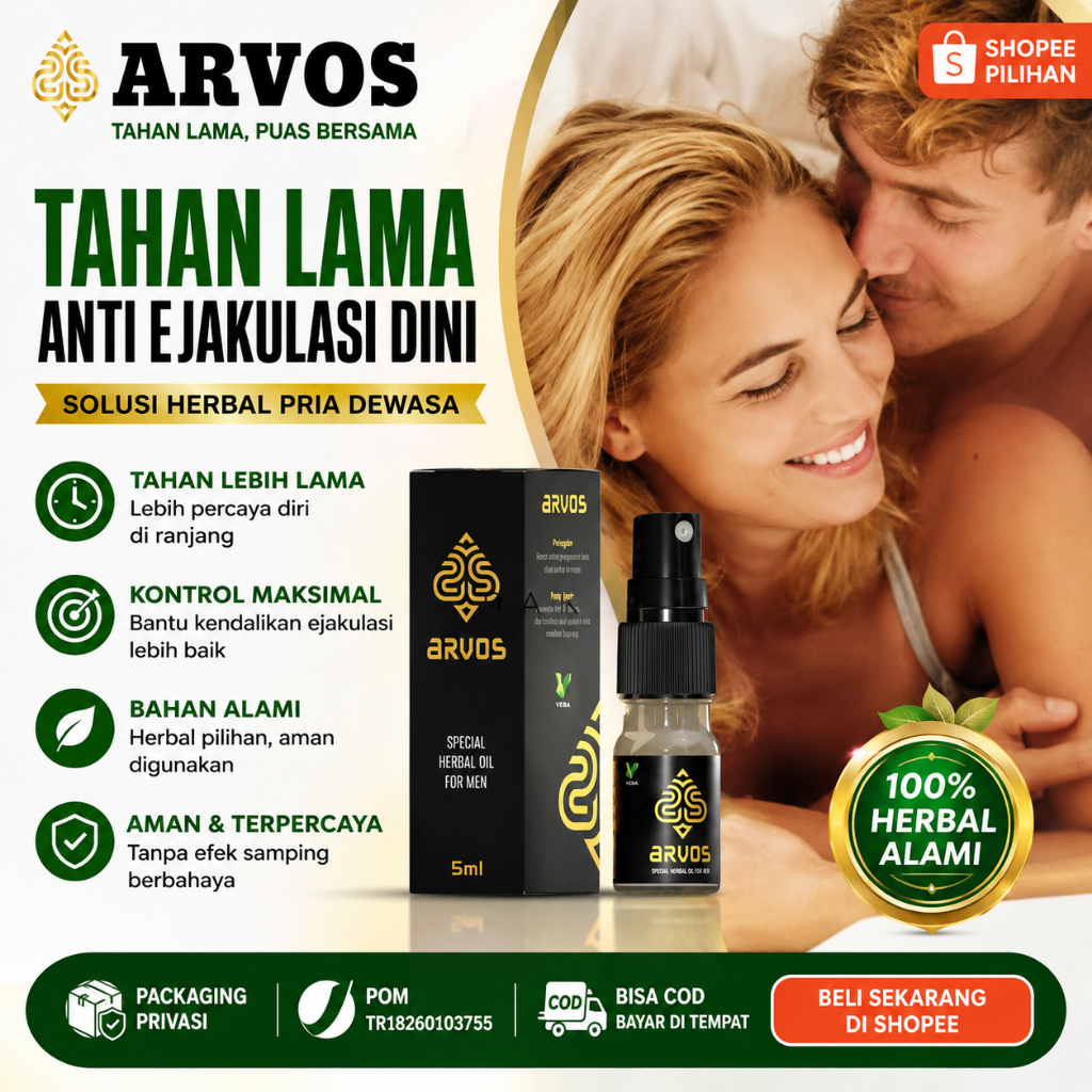 Arvos Spray Pria (BPOM) - Tanpa Efek Kebas isi 5 Ml