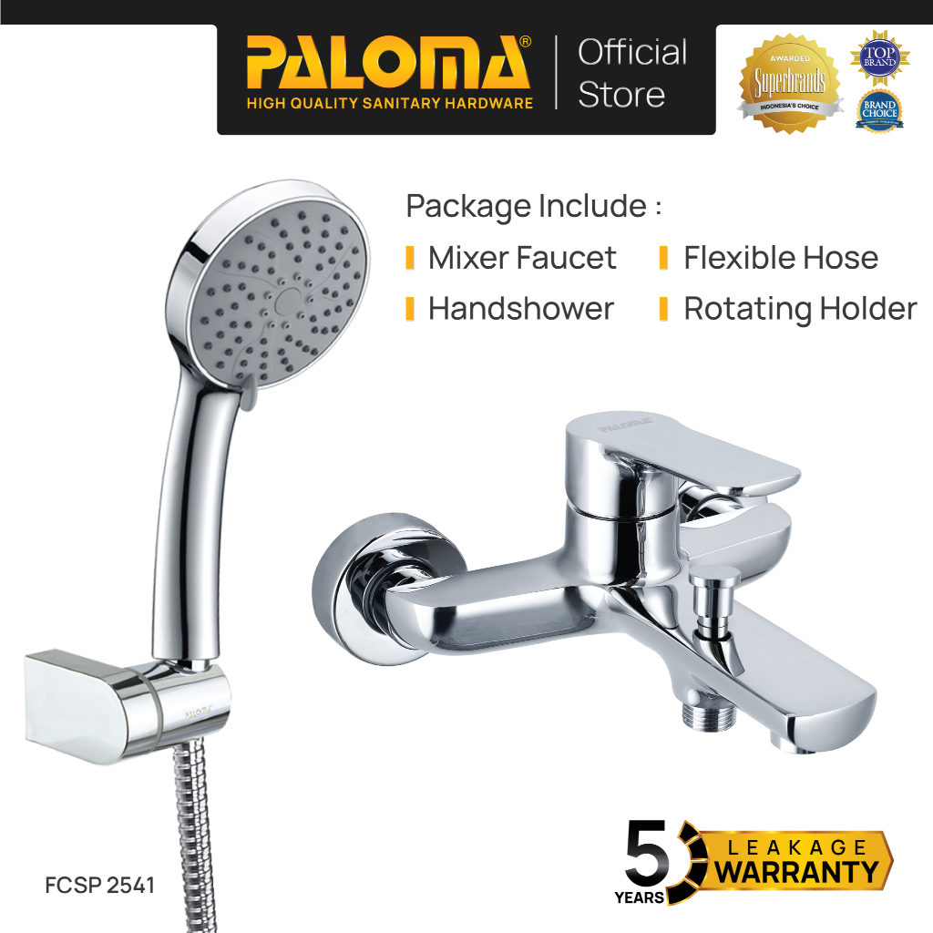 PALOMA FCSP 2541 Paket Keran Mixer Shower Set Panas Dingin Kran Air Brass Kuningan Chrome Krom