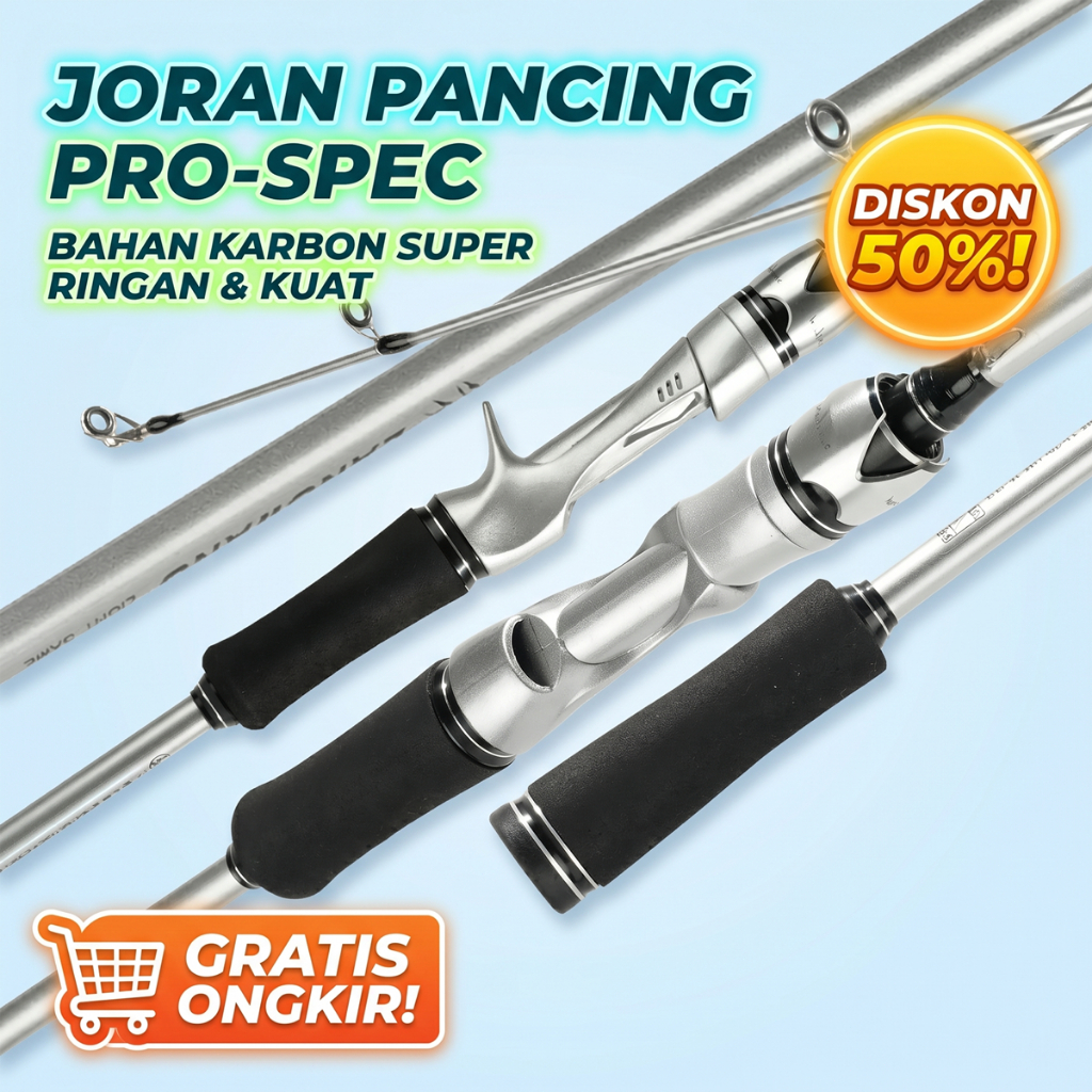 Joran Pancing Silver Mewah Premium Joran Baitcasting  Joran Spinning Ultra Light Joran Laut Anti Kar