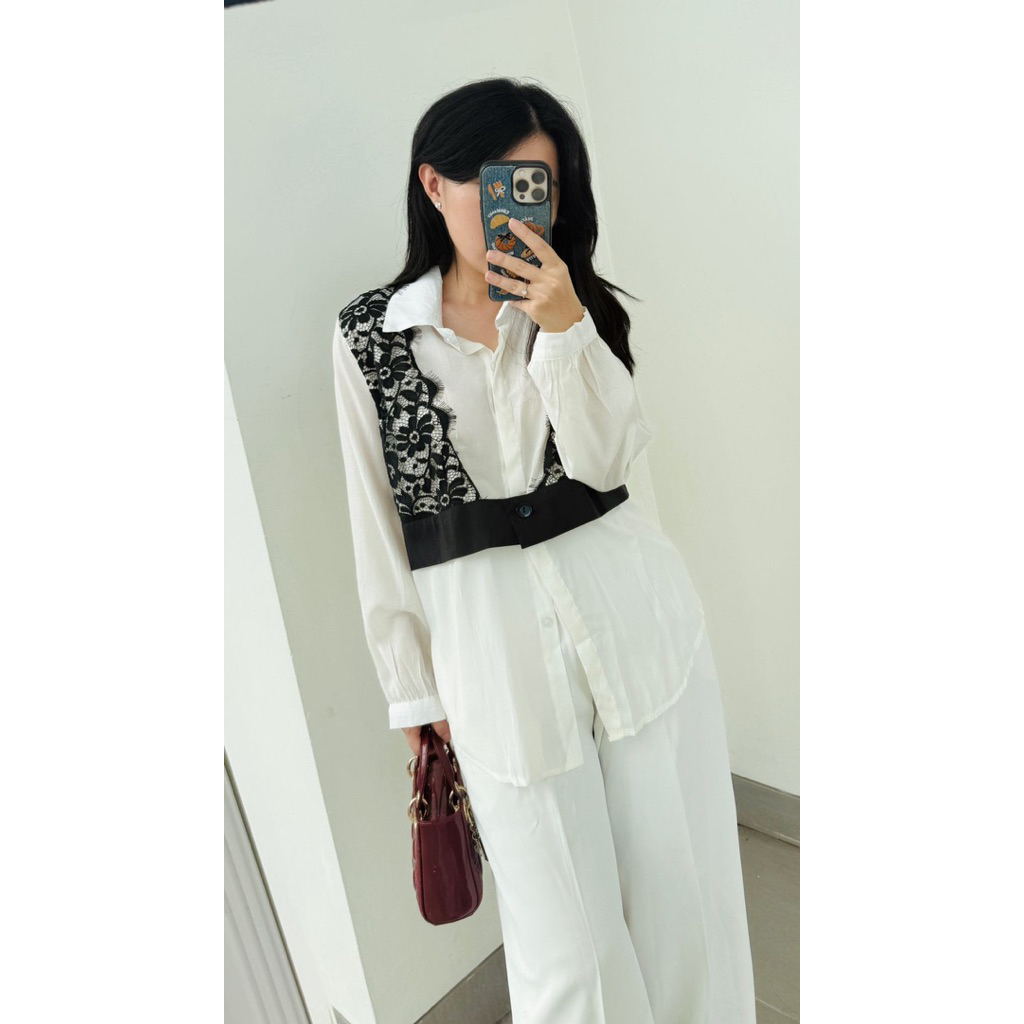LITA LACE SHIRT / TOP RENDA / TOP WANITA / KEMEJA TENCEL