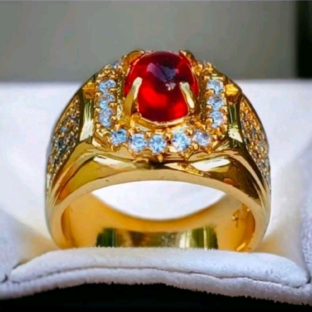 Cincin Batu Merah Delima/Merah Siam Bangkok Asli