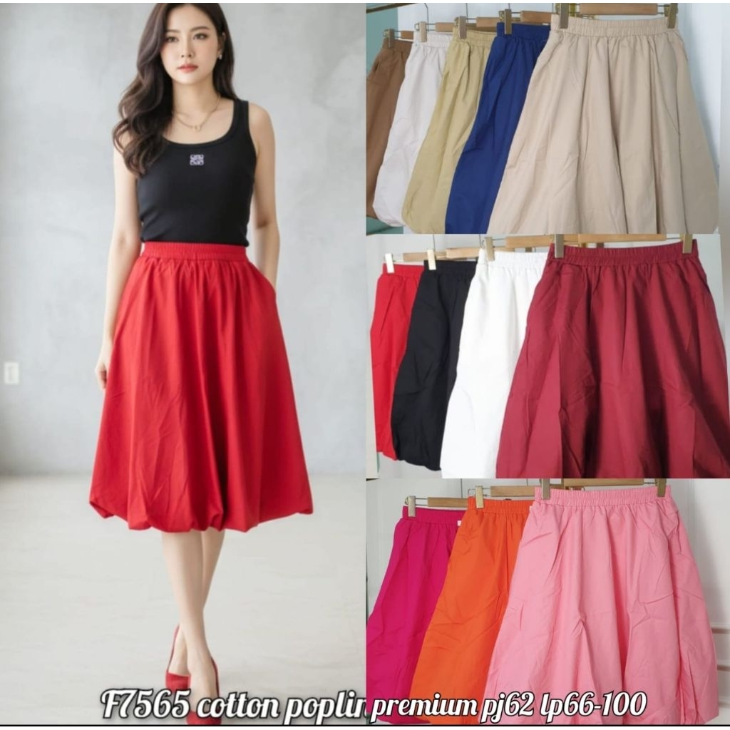 Rok selutut wanita pendek balon bawahan skirt