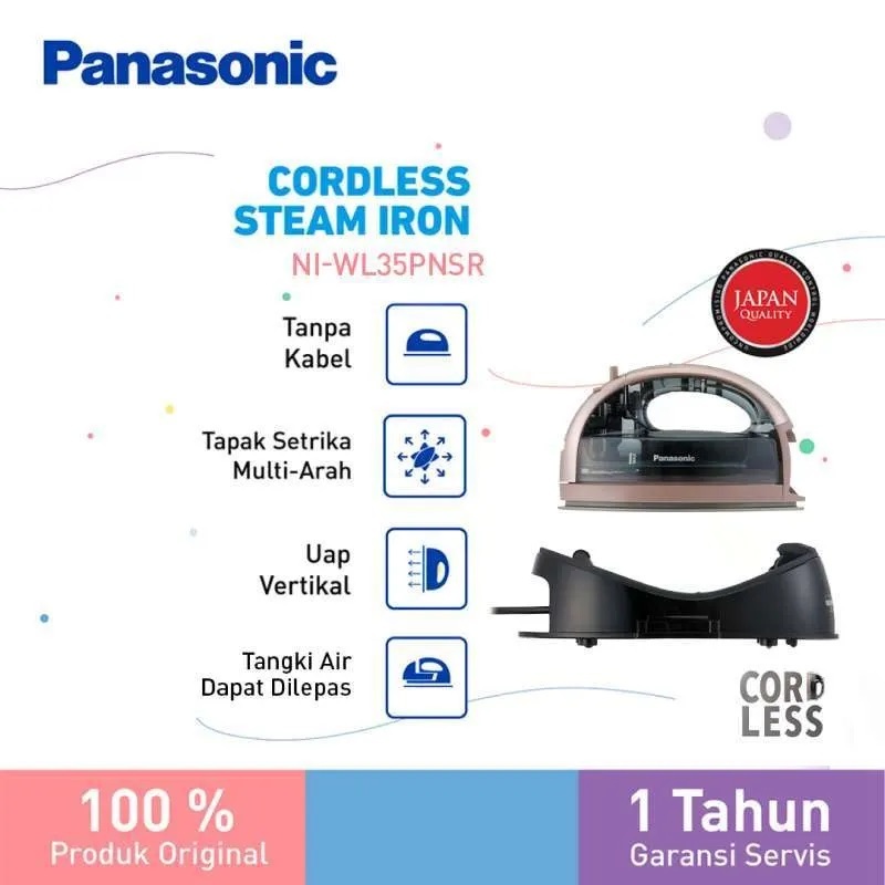 Setrika Uap Tanpa Kabel Panasonic Iron NI-WL35PNSR