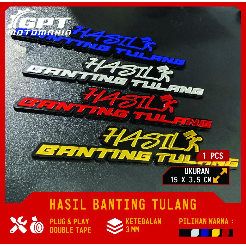 HASIL BANTING TULANG GOLD SILVER MERAH BIRU STIKER AKRILIK MIRROR EMBLEM MOTOR PCX DOUBLE TAPE