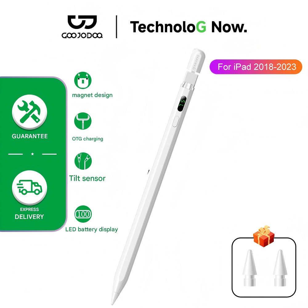 Goojodoq stylus Pen CD3279 For iPad Pen with LCD Display, Palm Rejection with wireless charger Stylu