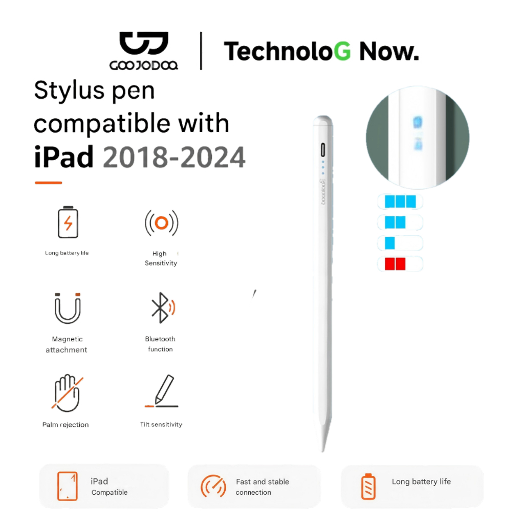 GOOJODOQ 11th Gen Stylus Pen with Palm Rejection Tilt Stylus Pencil for pad Pro11 2021 Air 4 gen-8 7