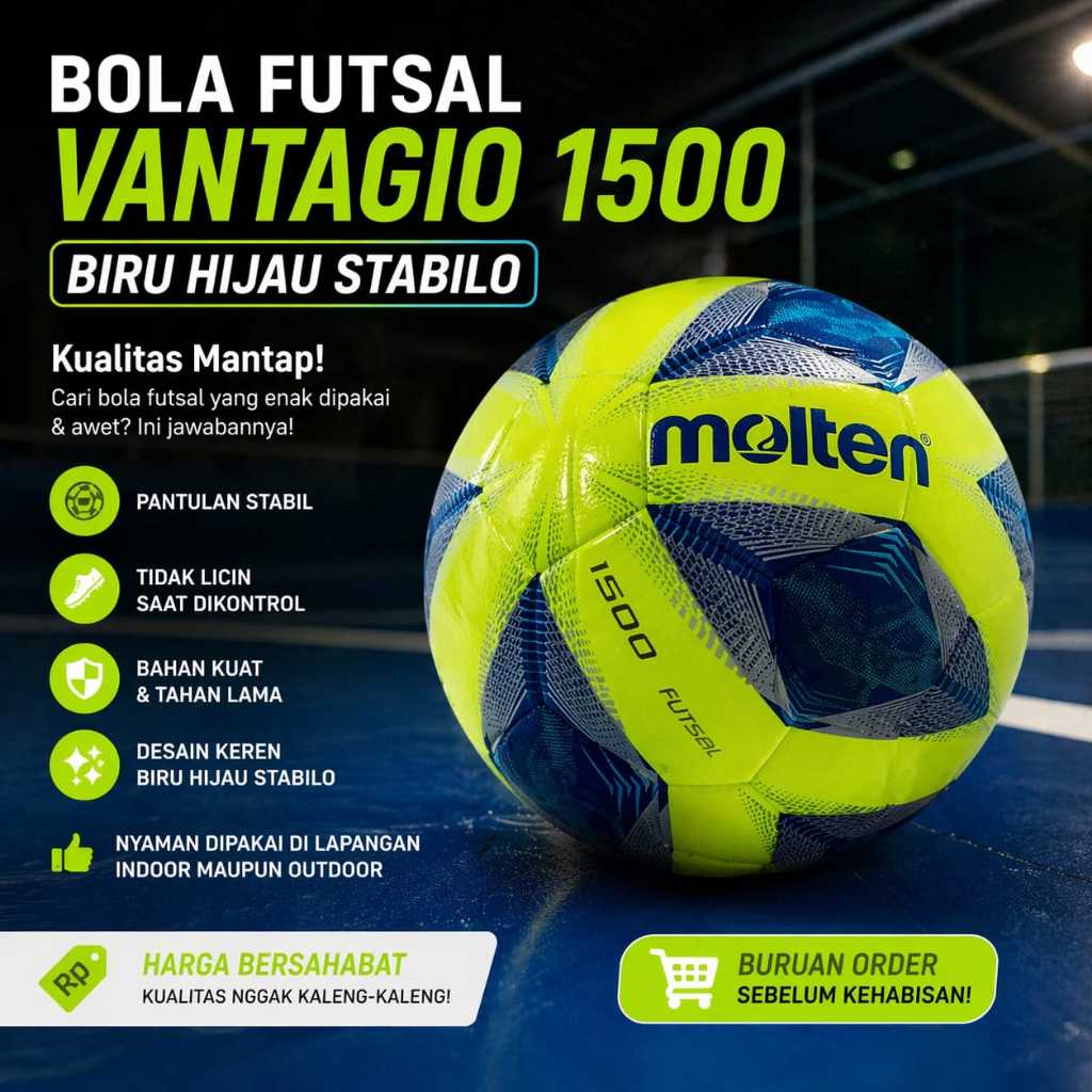 BOLA FUTSAL FIESTA - BOLA FUTSAL MITRE  Bola Futsal Molten Vantaggio Size 4 - Ringan, Tahan Lama, Co