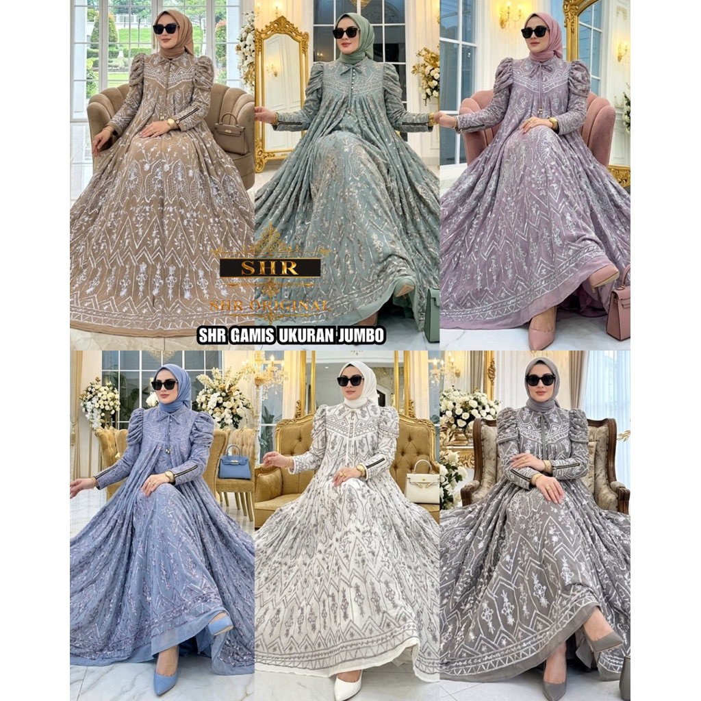 NEW SHR  ORI MAXI DRESS JUMBO LD 120 CM CERUTY BORDIR FULL PURING ORI SHR 100%
