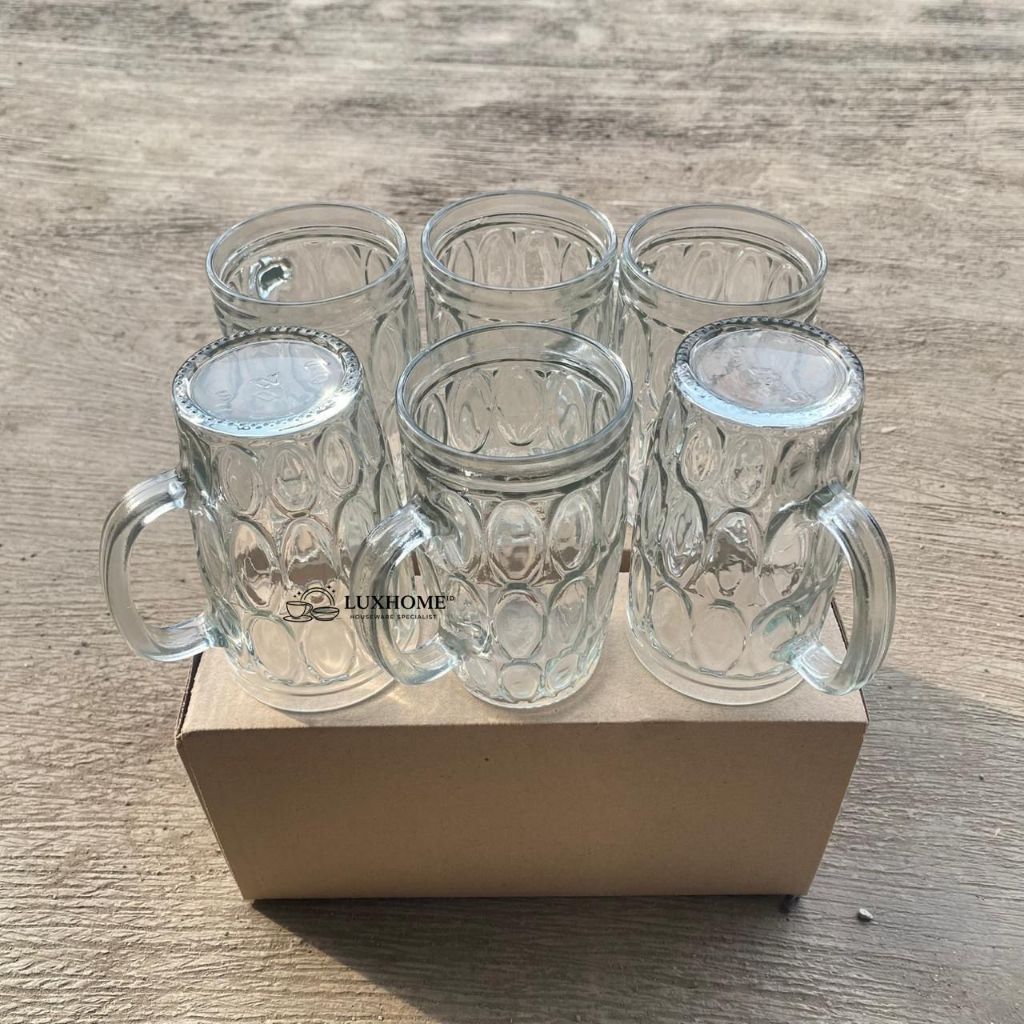 6 PCS Gelas Kaca Model Warung Jadul-Gelas Kaca Harian-Gelas Minum Bening Murah