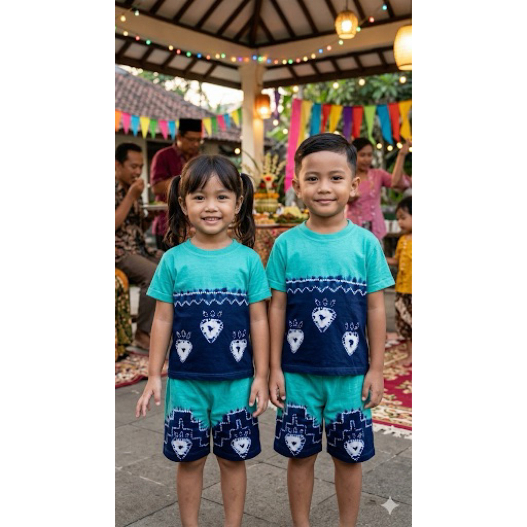 BAJU SETELAN KAOS SASIRANGAN ANAK