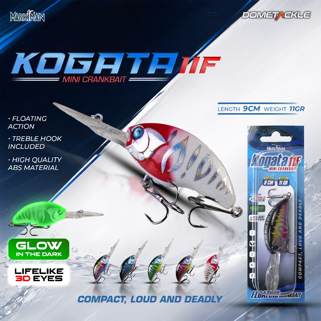 Umpan Crankbait Kogata 11 Getaran Realistis, Respons Strike Cepat Hook Tajam Mata 3D Warna Cerah Cas