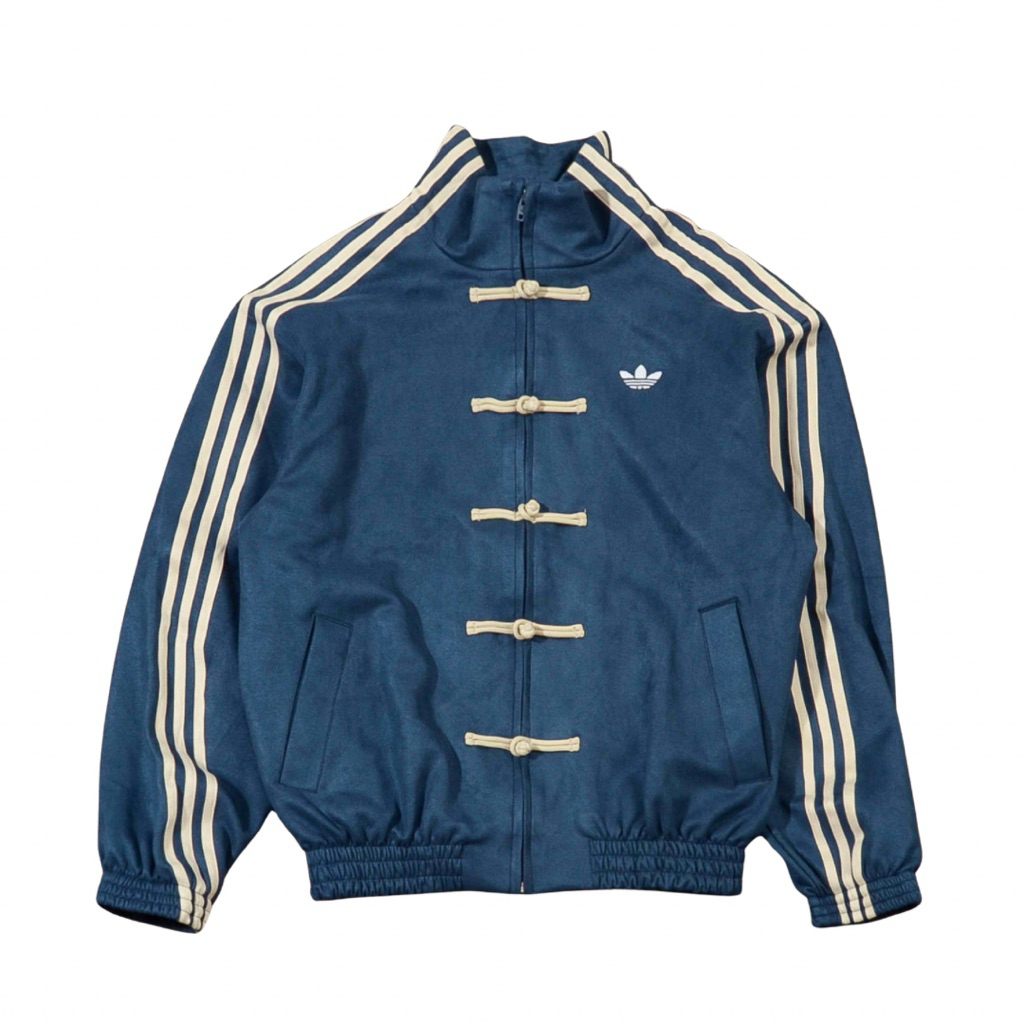 SIZE S , M READY STOCK - Adidas Originals Chinese New Year (CNY) Suede Jacket - Navy Blue (Tang Suit