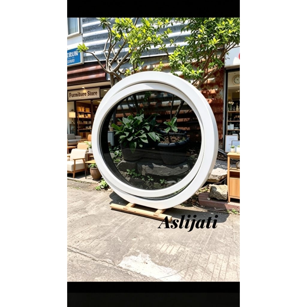 jendela bulat putar kayu jati KS- diameter 120 cm