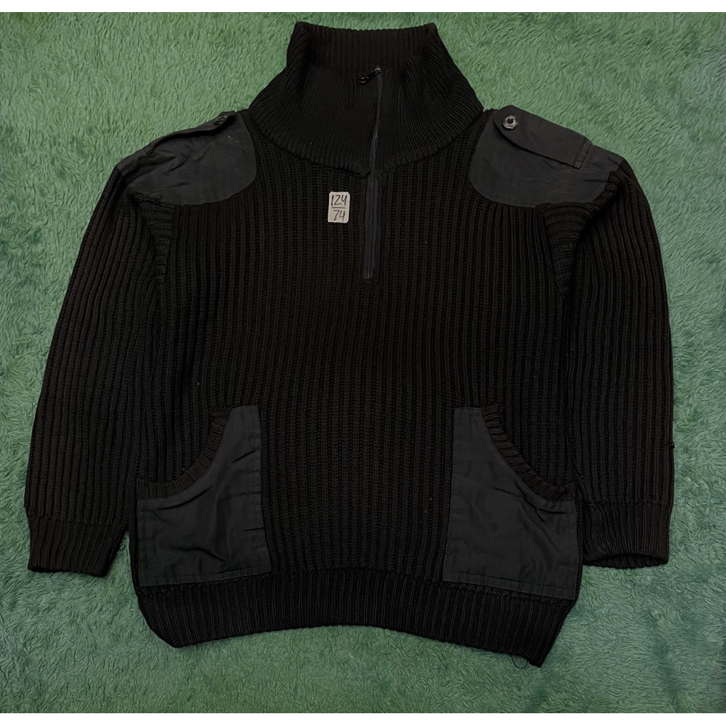 Sweater Army hitam polos bahan Rajut Murah