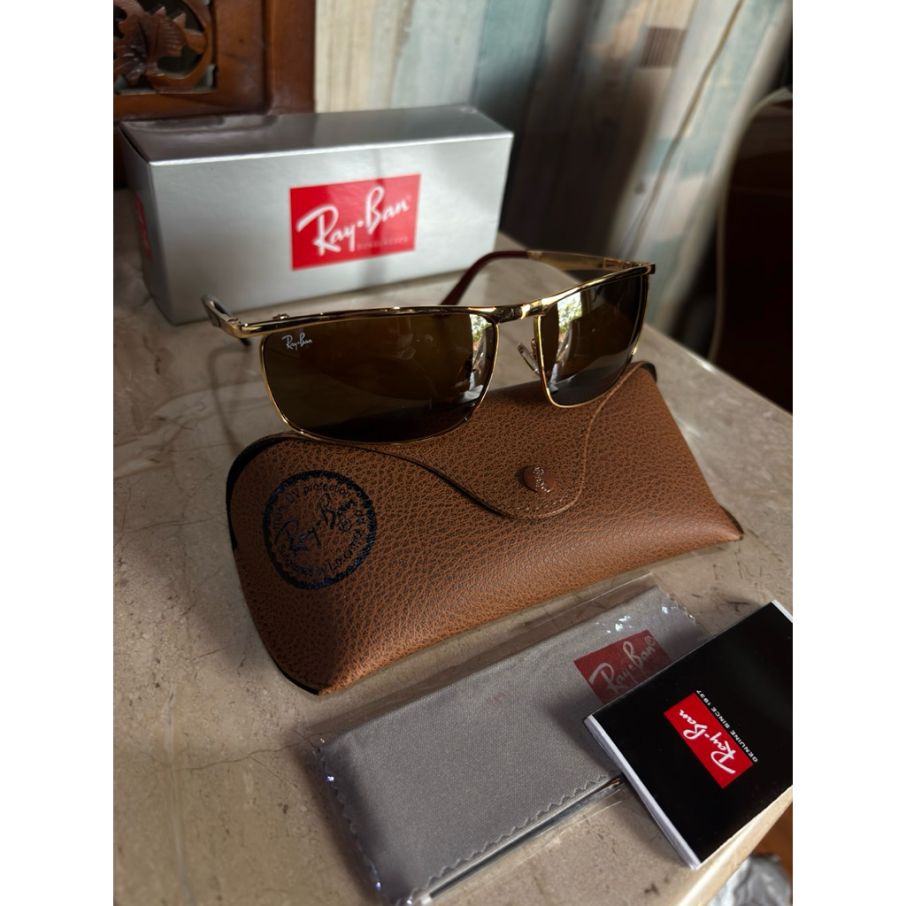 kacamata klasik ray-ban Rb 3462 rosegold kaca coklat sz 68