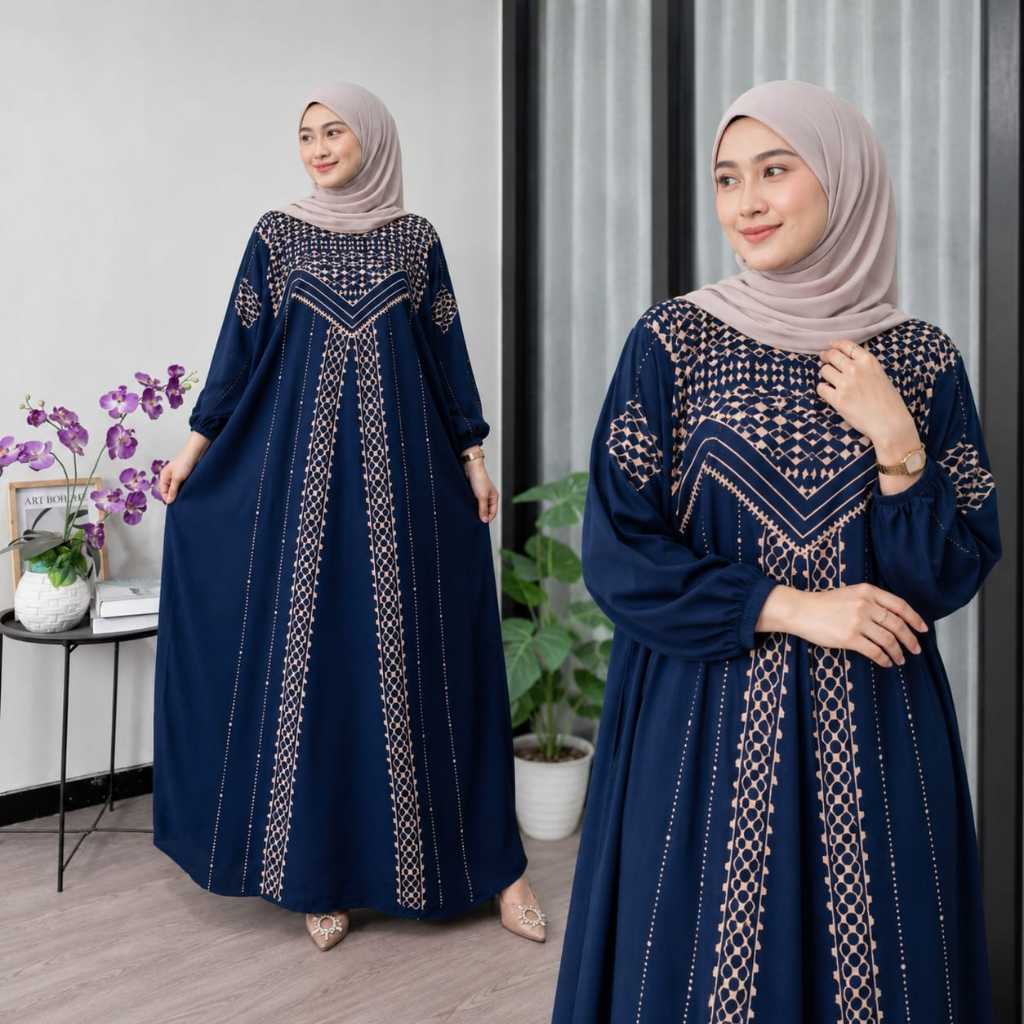 Gamis Kaftan Remaja dan Dewasa Model Terbaru Elegan Anti Gerah