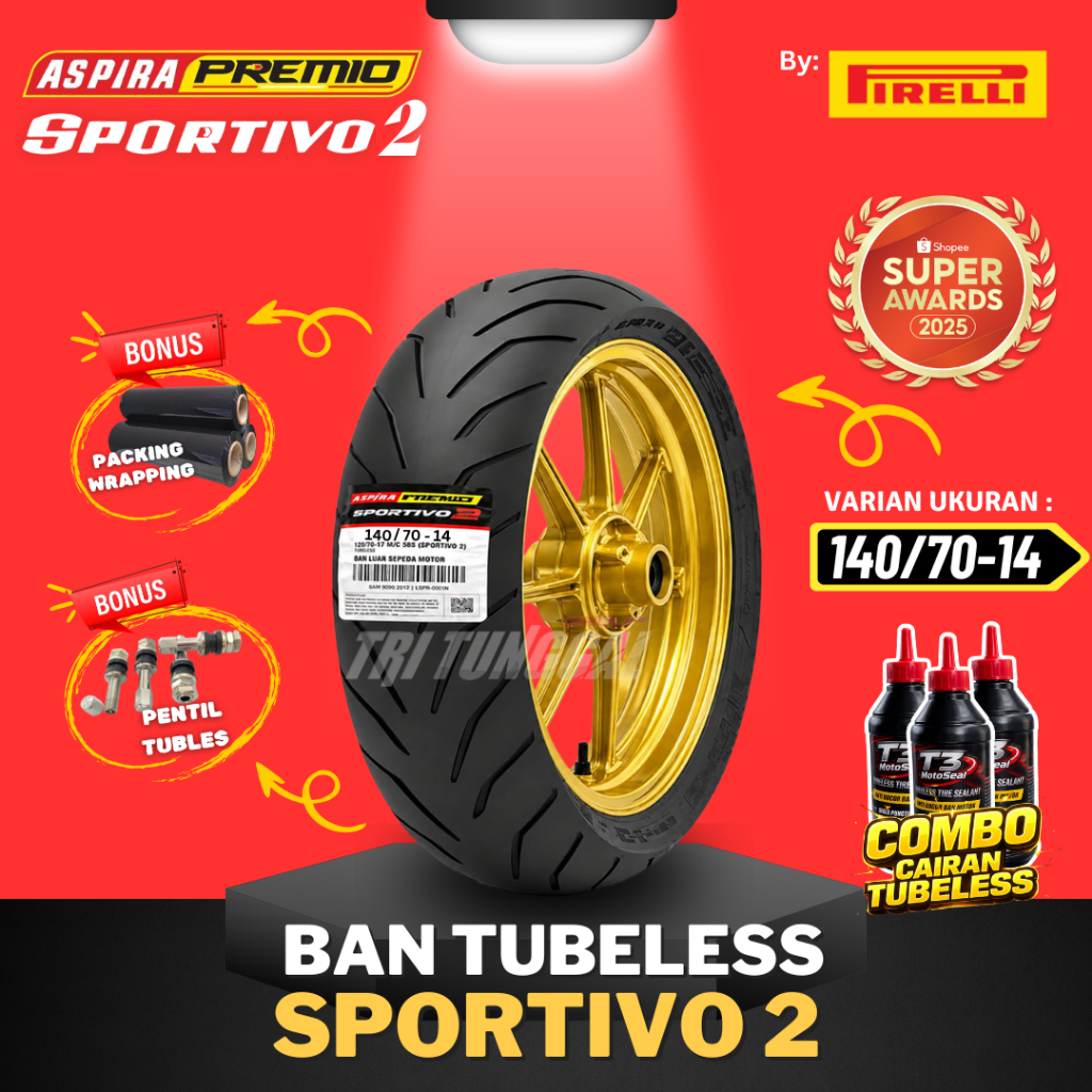 [READY COD] BAN ASPIRA PREMIO SPORTIVO 2 ( 140/70-14 ) TUBELESS MEDIUM SOFT COMPOUND RING 14 / BAN M