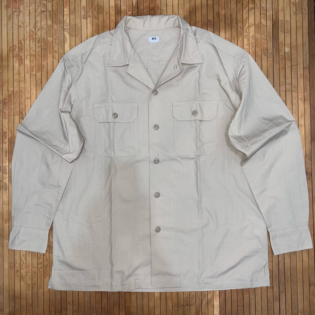 UNIQLO RIPSTOP UTILITY ARMY MILITARY DESERT LONG SLEEVE OPEN COLLAR SHIRT OG 107 ALPHA INDUSTRIES