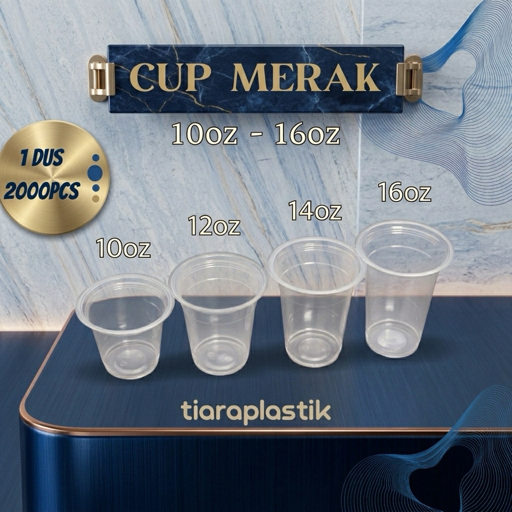 1 DUS CUP MERAK 10oz 12oz 14oz 16oz cup datar